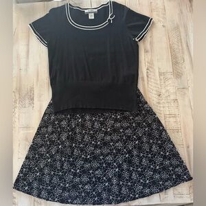 Nine West Black and White Embroidered Skirt with Top